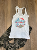 Retro American Honey Patriotic Graphic Racerback Tank Top - Size XS