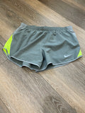 Nike Women's Tempo Dri-FIT Mid-Rise Running Shorts - Gray/Neon Lime Green - Size Medium