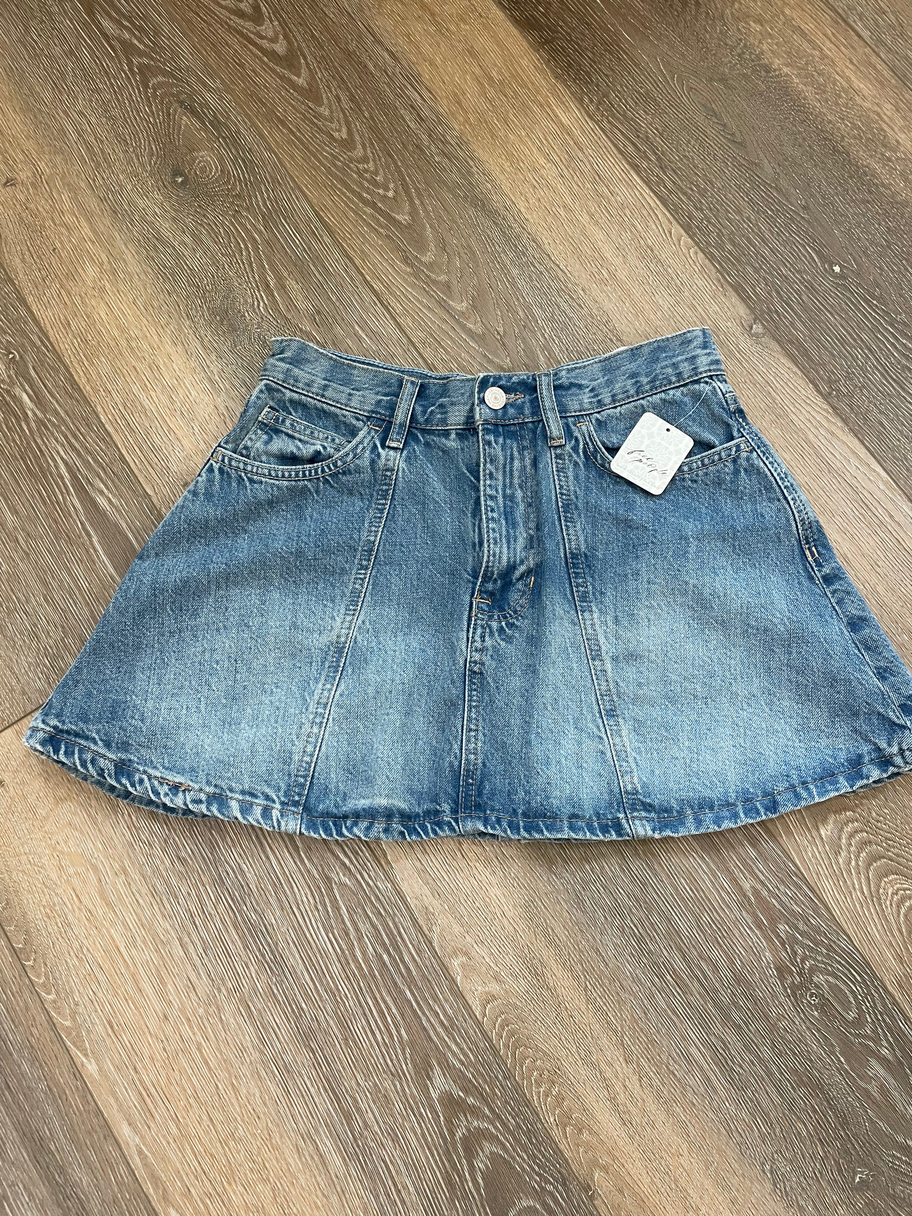 Free People We The Free Hometown Paneled Denim Mini Skirt NWT - Size 27