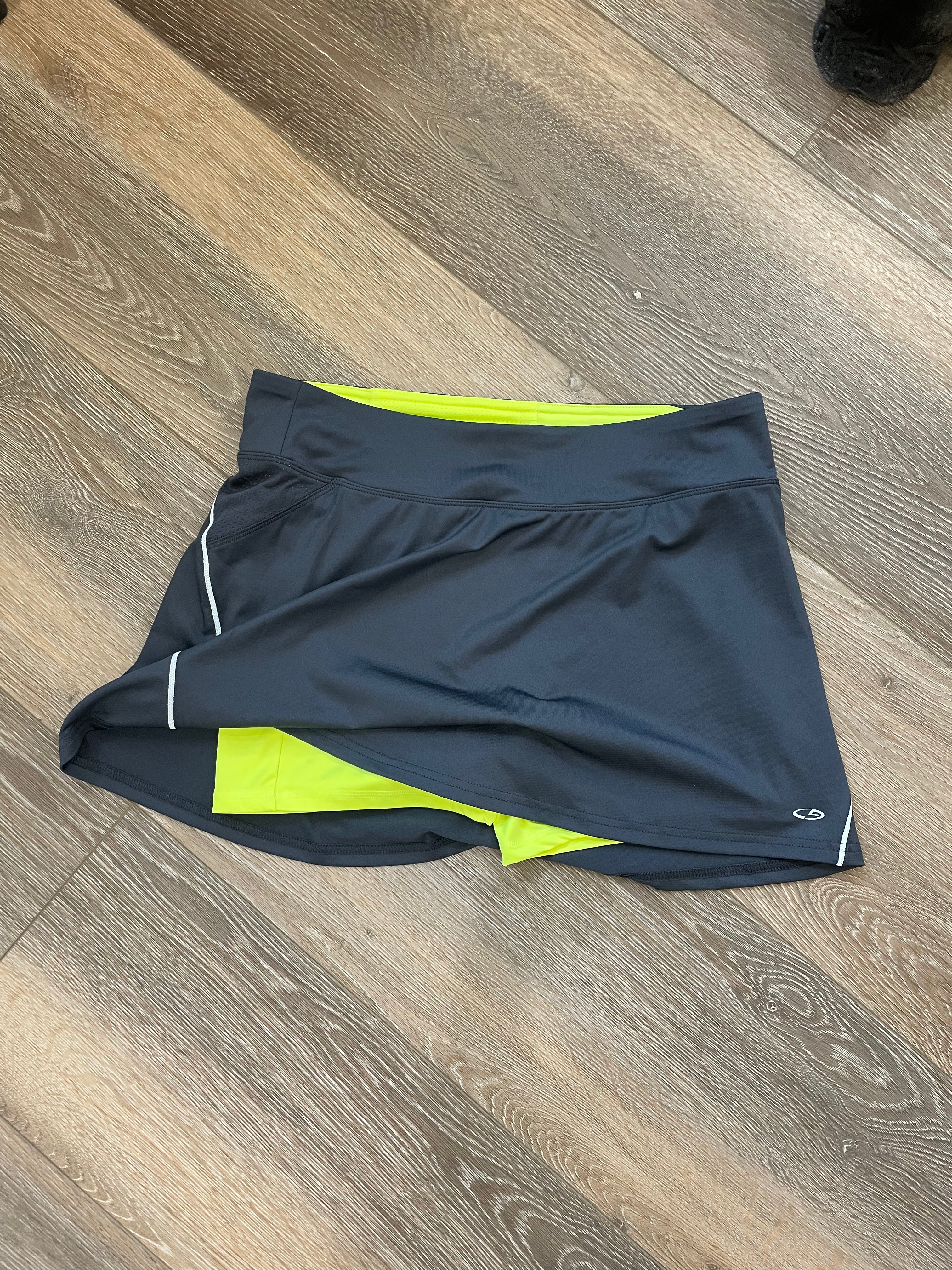 C9 Champion Gray Athletic Skort with Neon Yellow Built-In Shorts Size Medium