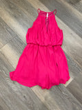 Lush Hot Pink Halter Keyhole Romper - Size Medium