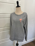 Old Navy Heather Gray Crewneck Sweatshirt w/ Coral Palm Tree Embroidery – Size Large (L)
