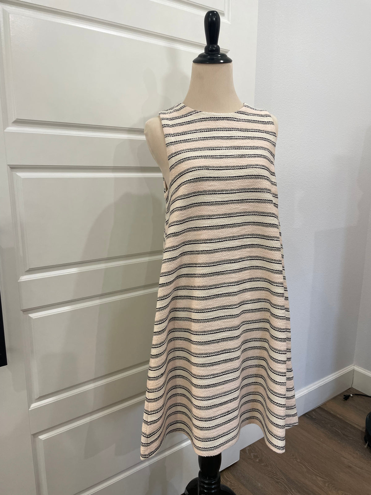 LOFT Textured Stripe Sleeveless Swing Dress